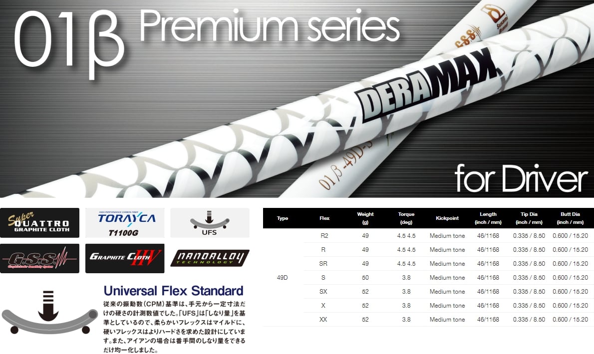 DeraMax 01 Beta Premium Series Shaft for Driver